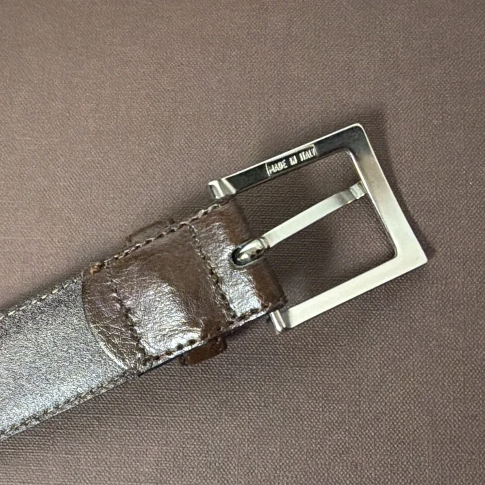 Classic‎ Chocolate Brown Genuine Leather Women's Belt Sz 38 Italy